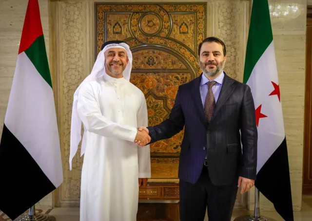 وزير الخارجية السيد أسعد حسن الشيباني يلتقي في دمشق وفدًا من الإمارات العربية المتحدة